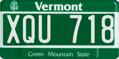 VT license plate XQU718
