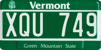VT license plate XQU749
