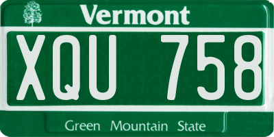 VT license plate XQU758