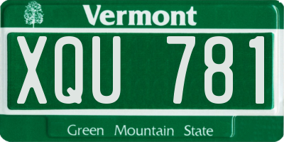 VT license plate XQU781