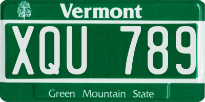 VT license plate XQU789