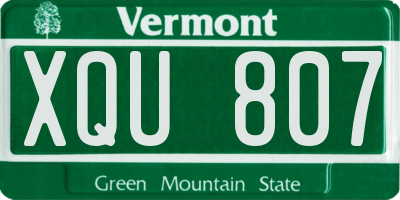 VT license plate XQU807