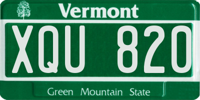 VT license plate XQU820