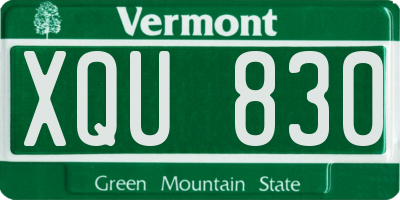 VT license plate XQU830