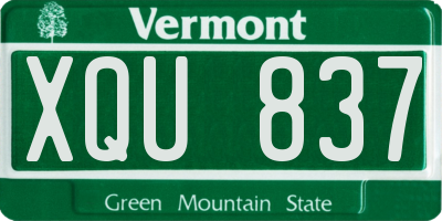 VT license plate XQU837