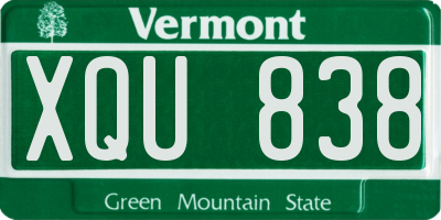 VT license plate XQU838