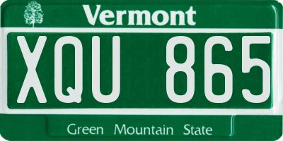 VT license plate XQU865