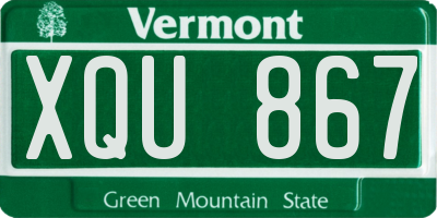 VT license plate XQU867