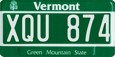 VT license plate XQU874