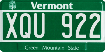 VT license plate XQU922