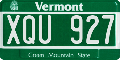 VT license plate XQU927