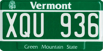 VT license plate XQU936