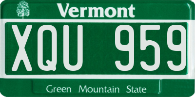 VT license plate XQU959