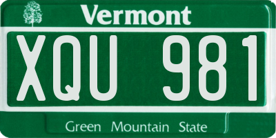 VT license plate XQU981