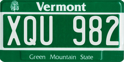 VT license plate XQU982