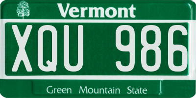 VT license plate XQU986