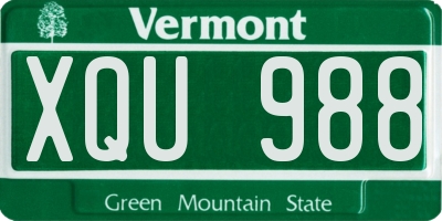 VT license plate XQU988