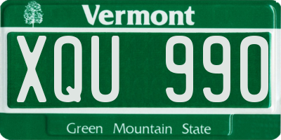 VT license plate XQU990