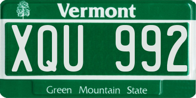 VT license plate XQU992