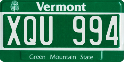 VT license plate XQU994