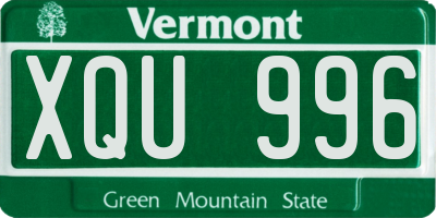 VT license plate XQU996
