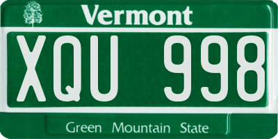 VT license plate XQU998
