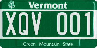 VT license plate XQV001
