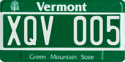 VT license plate XQV005