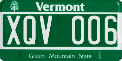 VT license plate XQV006