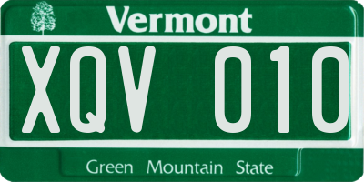VT license plate XQV010