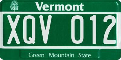 VT license plate XQV012