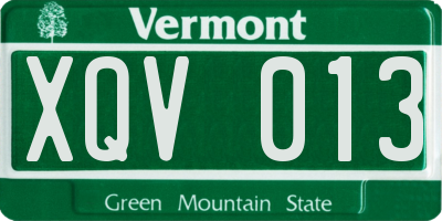 VT license plate XQV013