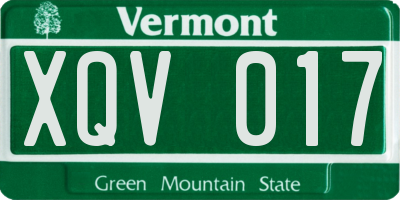 VT license plate XQV017