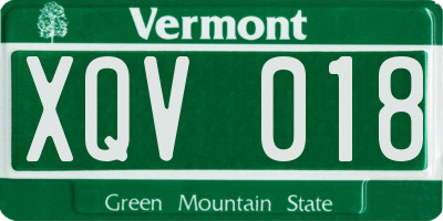 VT license plate XQV018