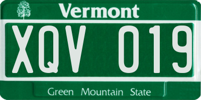 VT license plate XQV019