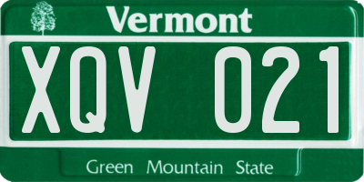 VT license plate XQV021