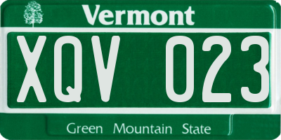 VT license plate XQV023