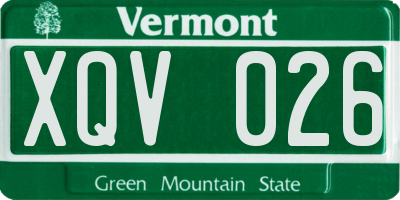 VT license plate XQV026