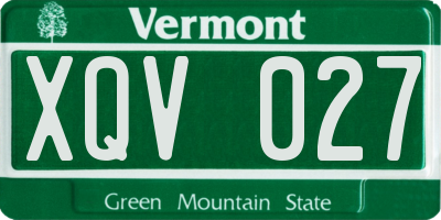 VT license plate XQV027