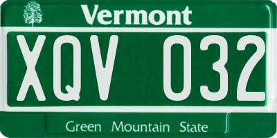 VT license plate XQV032