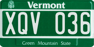 VT license plate XQV036