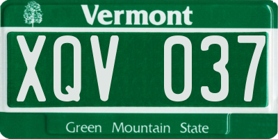 VT license plate XQV037