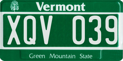 VT license plate XQV039