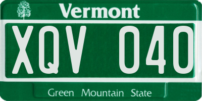 VT license plate XQV040