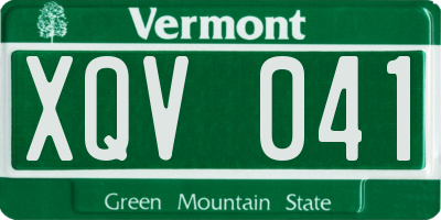 VT license plate XQV041