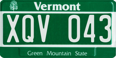 VT license plate XQV043