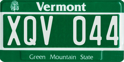 VT license plate XQV044