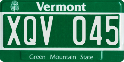 VT license plate XQV045