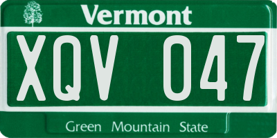 VT license plate XQV047