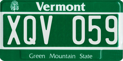 VT license plate XQV059